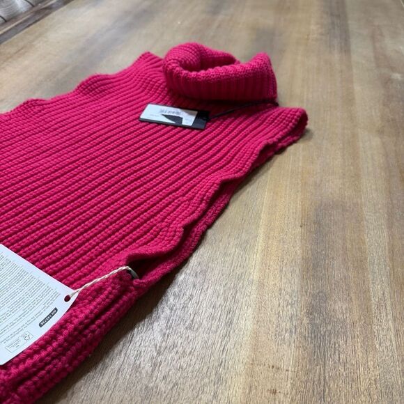 Peuterey Wool Sleeveless Turtleneck Sweater Fisherman Knit Medium Fuchsia Pink - Picture 13 of 16